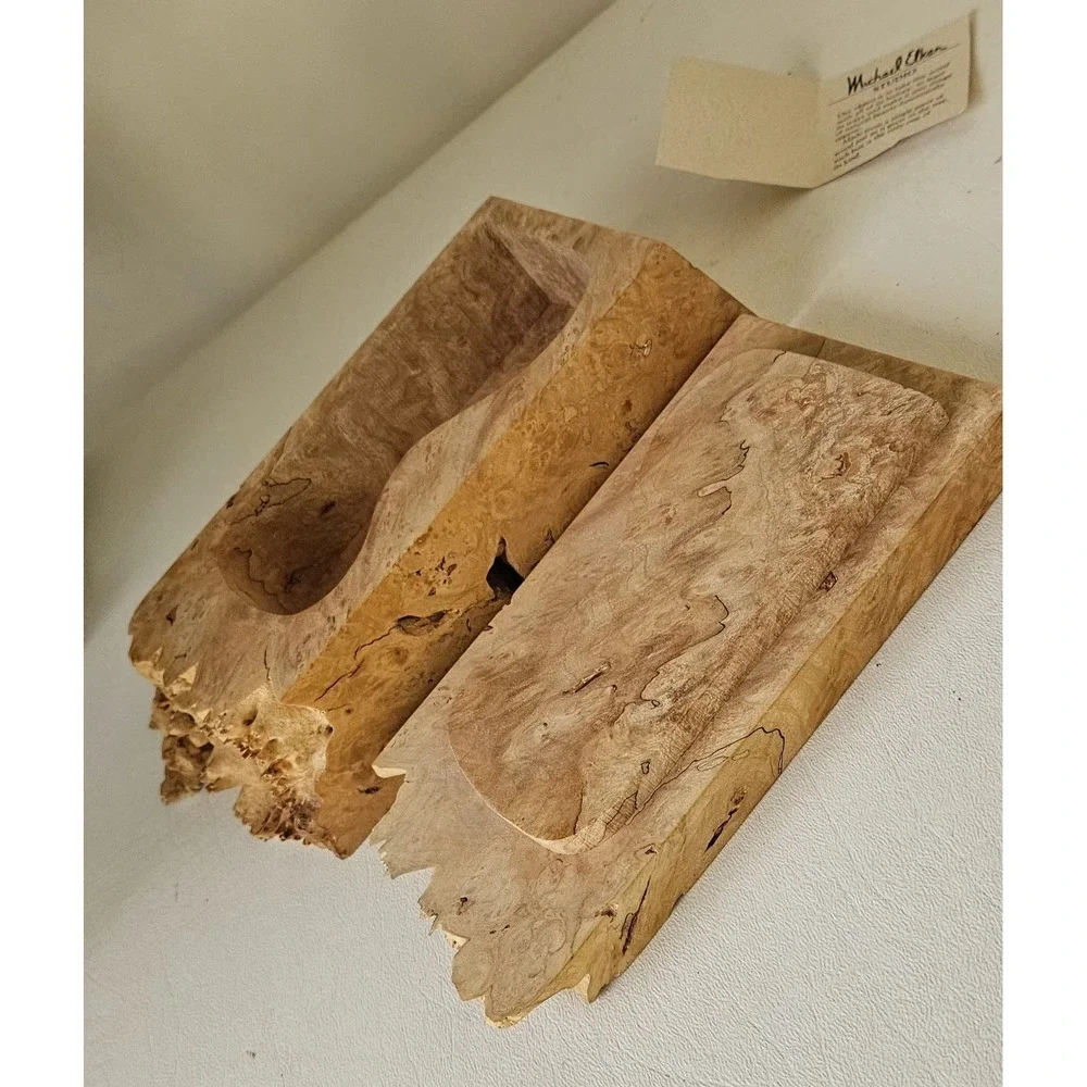 Michael Elkan Oregon Birdseye Maple Burl Box Handmade Wood Trinket Box Art Waxed